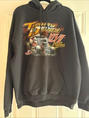 Gildan Black Zip-Up Hoodie with Racing Graphic